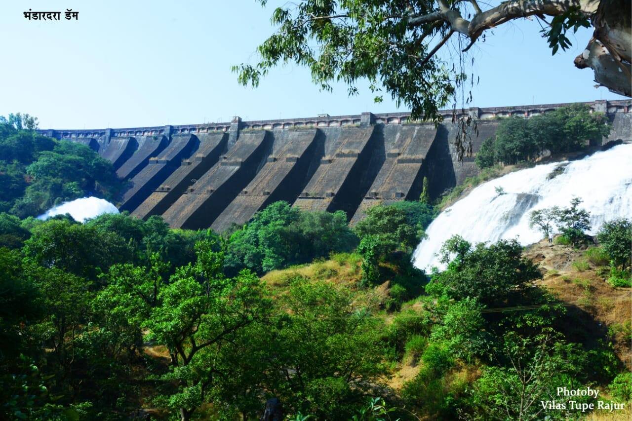 Bhandardara Lake surrounded by hills
